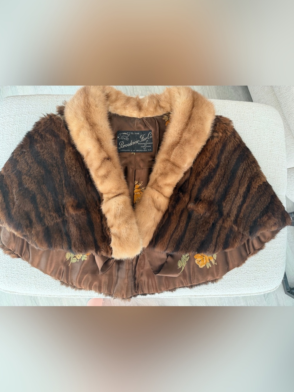 Vintage 1950s–1960s Broadview Fur Co. Rabbit Fur Cape Shawl